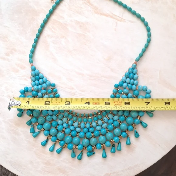 Panacea Turquoise Brass Beaded Statement Necklace - Picture 5 of 7